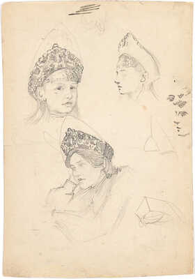 Герасимов Сергей Васильевич. Девушки в кокошниках (наброски)